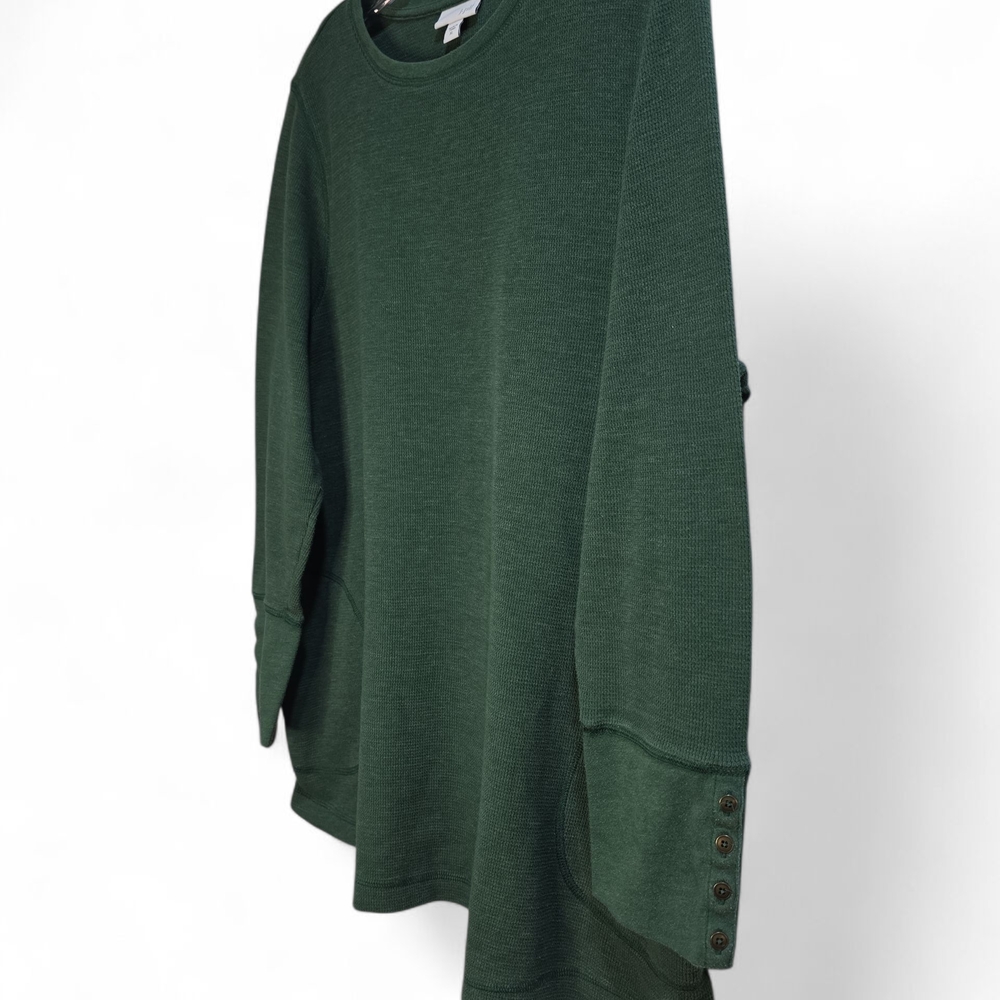 J. Jill Hunter Green Knit Pullover Tunic Women's XL Crewneck Casual Comfort - Picture 4 of 7